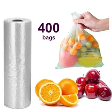 400 Count Clear Plastic Produce Bags On Roll 10"x14" Kitchen Food Storage Fruit