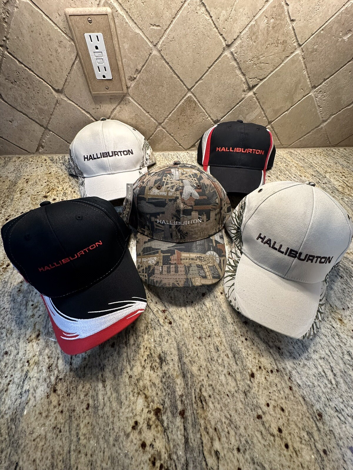 Halliburton Oil Gas Embroidered Ball Cap/Hat. Brand New. (5 Hats Total
