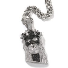 Hip Hop Cross Flower Jesus Pendant Necklace Black 5A Zircon Religious Jewelry