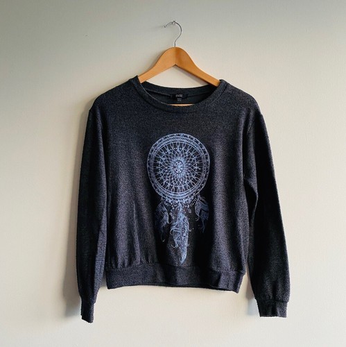 Women’s Size S Grey Soft Dreamcatcher Sweater 🖤 Lovely Bohemian Hippy Jumper 😍