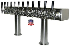 Stainless Steel Draft Beer Tower Made in USA - 12 Faucets - Air Cooled -PT12SS