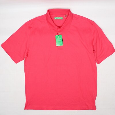 Oxford Golf Earth Tech Super Dry Shirt Mens XL Strawberry Spice Blue Hill Course