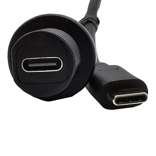 USB 3.1 Type-C C Male to Female Flush Panel Mount Extension Waterproof Cable Car - Picture 3 of 5