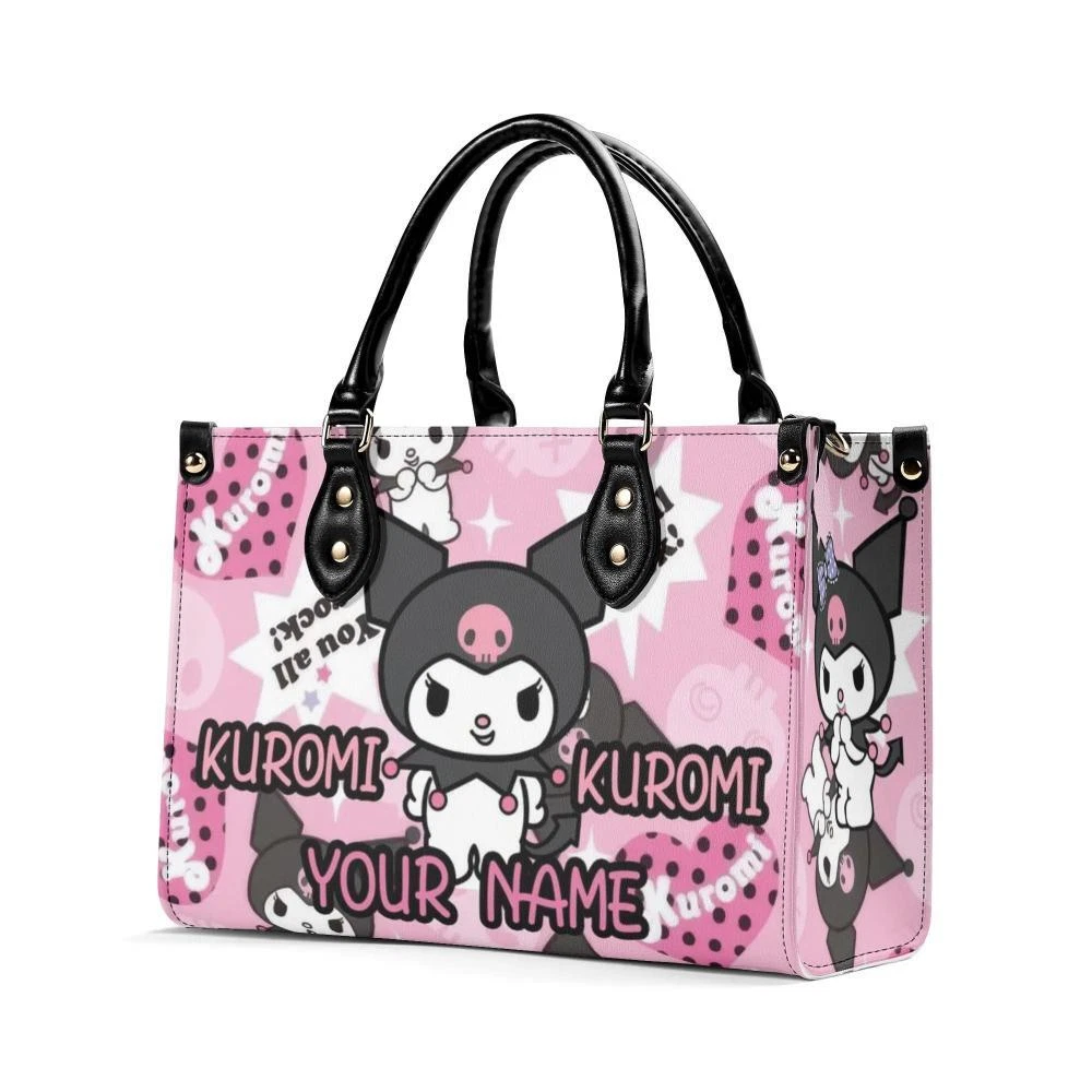 Personalized Kuromi Luxury Women PU Leather Handbag, Natural Material, Custom