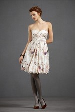 BHLDN Anthropologie Ivory Silk Butterfly Twirled Sweetheart Dress Size 0 $240