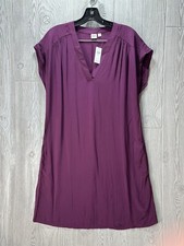 Gap Factory Dress Size Small Regular NEW WITH TAGS Purple Plum V Neck Pockets