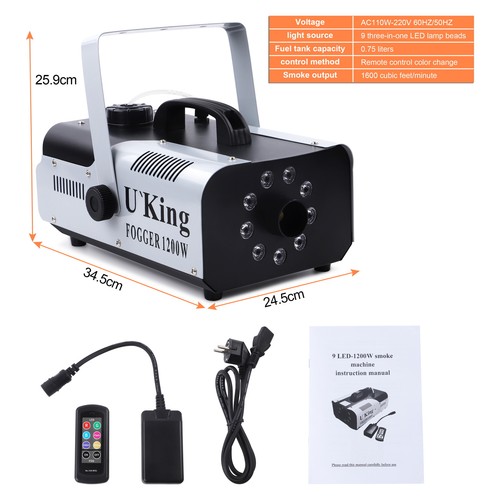 1200W Smoke Fog Machine RGB Color Stage Mist Effect Halloween Xmas Disco +Remote - Picture 13 of 16