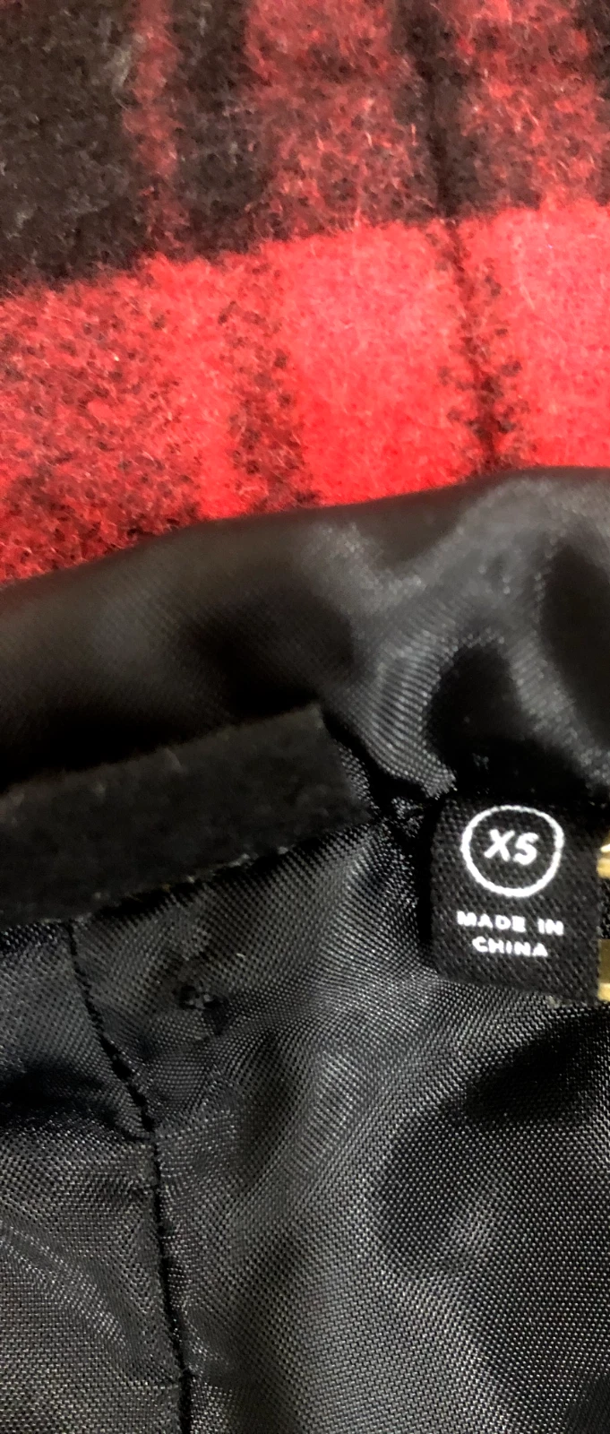 Kate Spade Saturday taglia XS plaid rosso e nero full zip giacca corta lana cappuccio