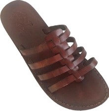 Holy Land Market Unisex Leather Biblical Flip Flops Jesus - Yashua Mariam
