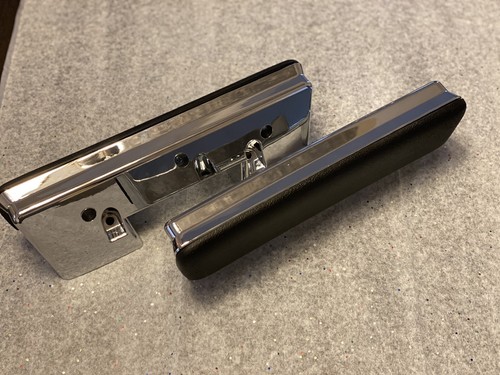 1964 1965 1966 1967 A Body Chrome Front Arm Rest Bases and Black Pads Assembly - Picture 2 of 4