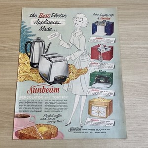 Sunbeam Automatic Percolator Toaster 1960 Vintage Print Ad Life Magazine