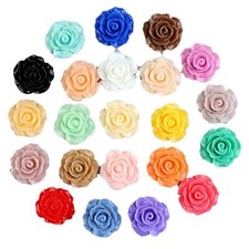Craft DIY Color Flatback Resin Rose Flower Cabochon 20mm Embellishment 50/100pcs