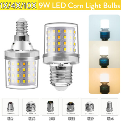 9w Led Corn Light Bulb E27 E14 B22 E26 110v Cold White E12 Flicker-free Lighting