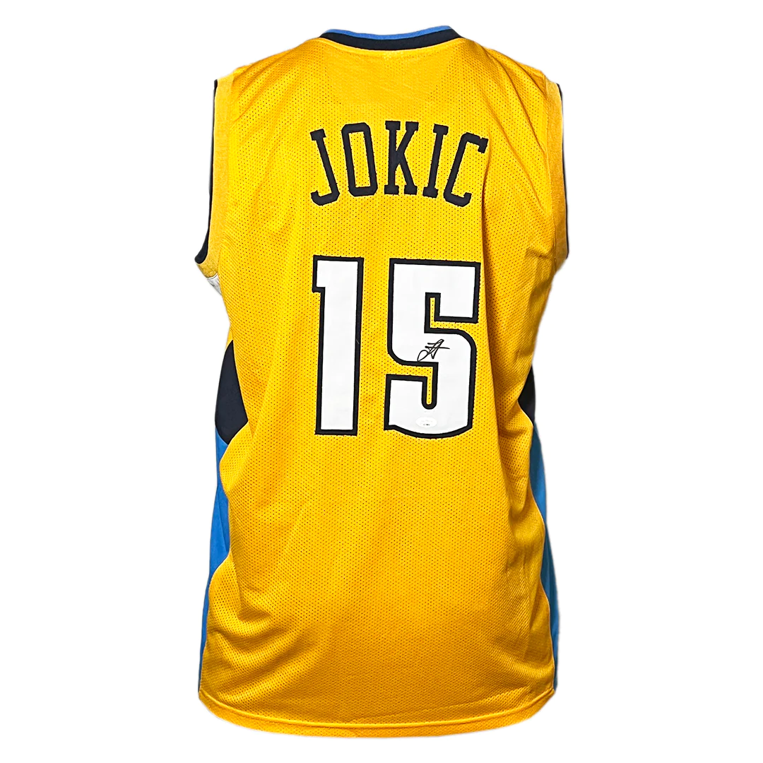 Nikola Jokic Signed Denver Yellow Basketball Jersey (JSA) | eBay