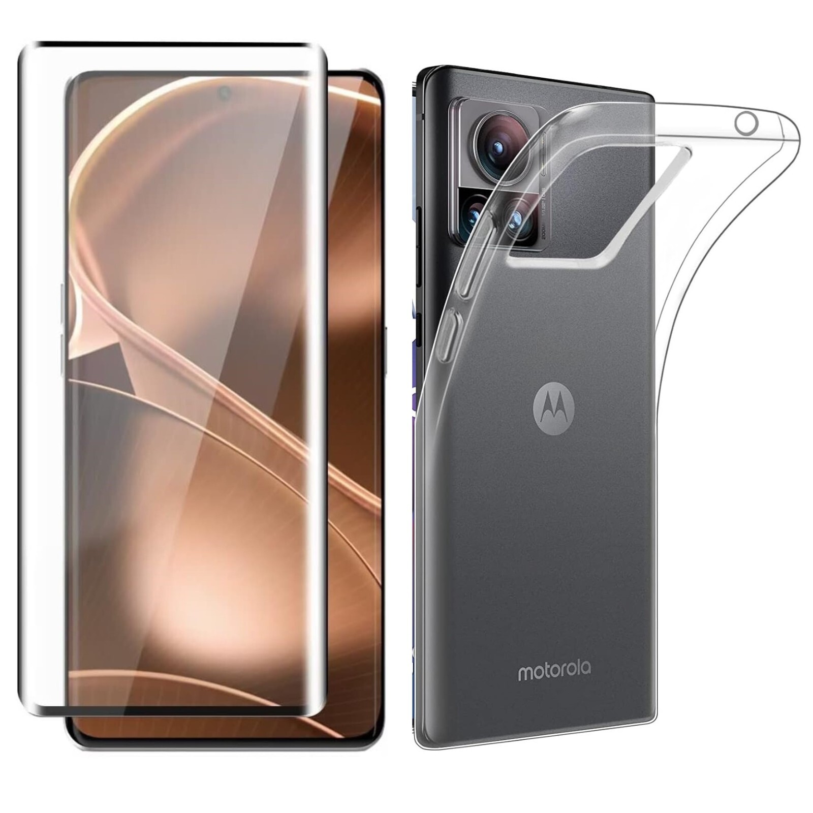 For MOTOROLA EDGE 30 ULTRA TEMPERED GLASS SCREEN PROTECTOR + CLEAR TPU COVER