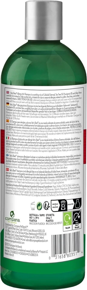 Champú para aliviar la picazón alergia Veterinarian's Best para perros 16 oz Foto 2 de 4