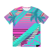 All Over Print T Shirt Unisex Vaporwave Surfer Stripe Futuristic Retro Vibes