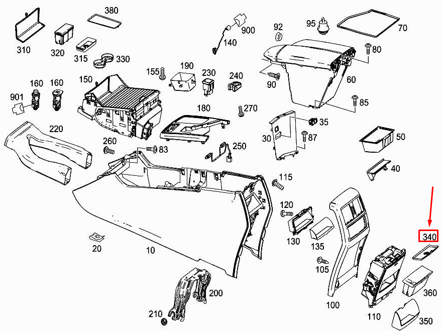 MERCEDES-BENZ ML W166 Ablagefacheinsatz hinten A1666831094