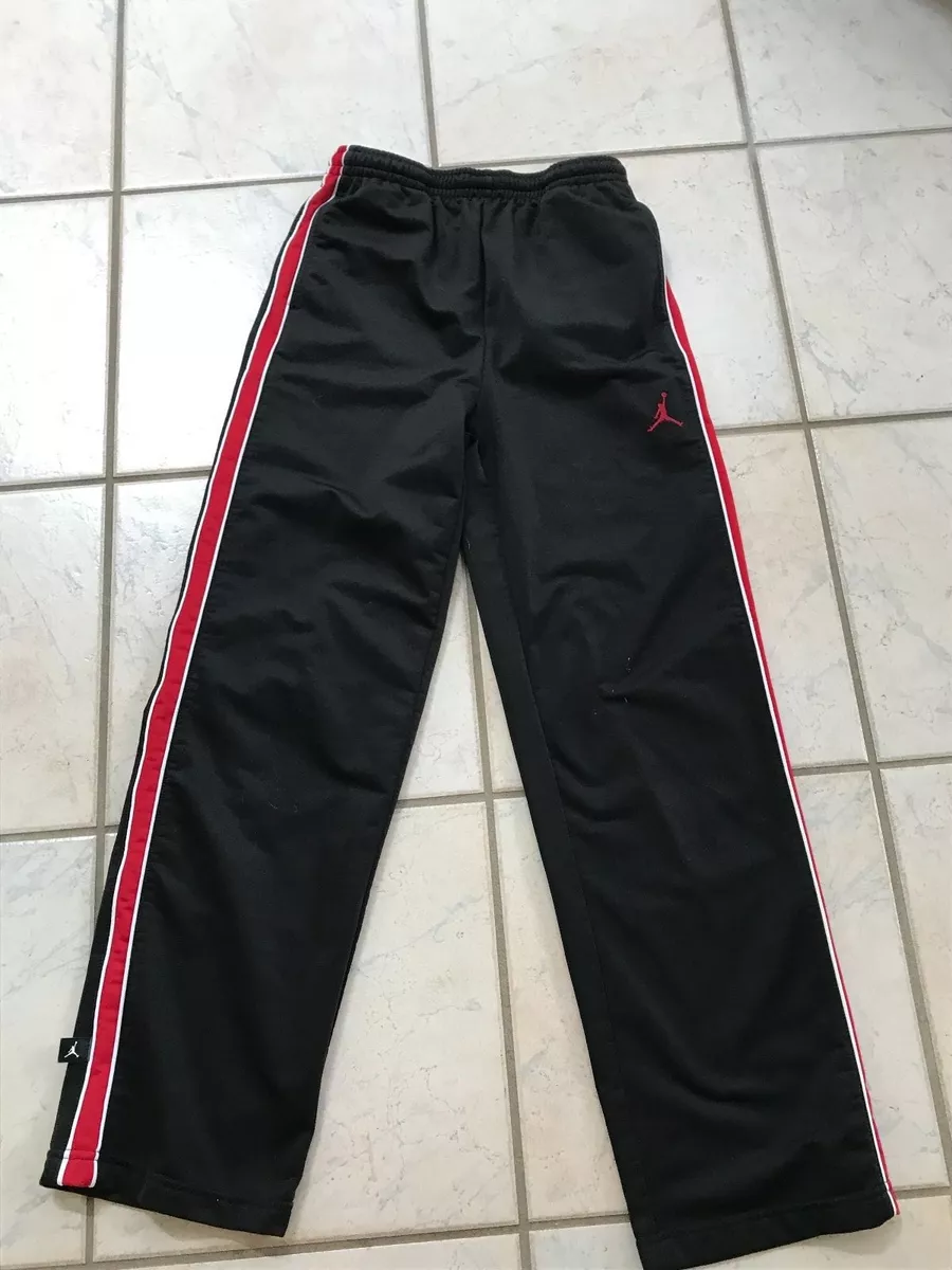 Boys Air Jordan Black with Red White Stripe Athletic Pants Size Large NICE
