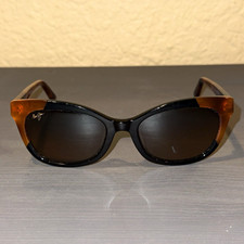 Maui Jim Women's Cat Eye Sunglasses Black Plastic Frame Brown Tinted UV400