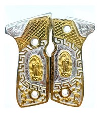 Empuñadura Cachas Prieto Beretta Modelo 92fs LUJO Dorado Virgen María HECHA EN MÉXICO