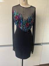 VINTAGE EMMA SOMERSET FRENCH DRESSING SIZE 14 STRETCH SEQUINS SHEER