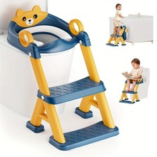 Blue Potty Training Toilet Seat With Ladder Toddler Step Stool Splash Guard 2Y