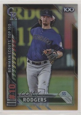 2016 Bowman Scouts' Top 100 Gold Refractor 21/50 Brendan Rodgers #BTP-10 3y0