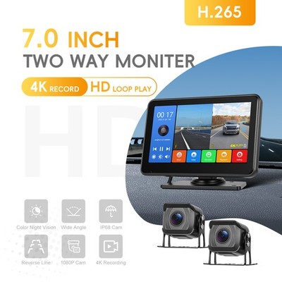 7-Zoll Touch IPS Rückfahrmonitor mit 2xIP68 Rückfahrkameras 1080P HD Wasserdicht