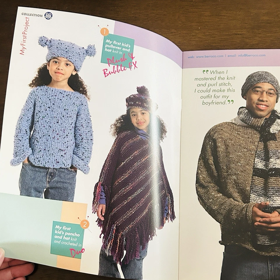 Berroco 222 My First Project Fashion Sweater Scarf Hat Knitting Pattern Booklet - Image 3 of 4