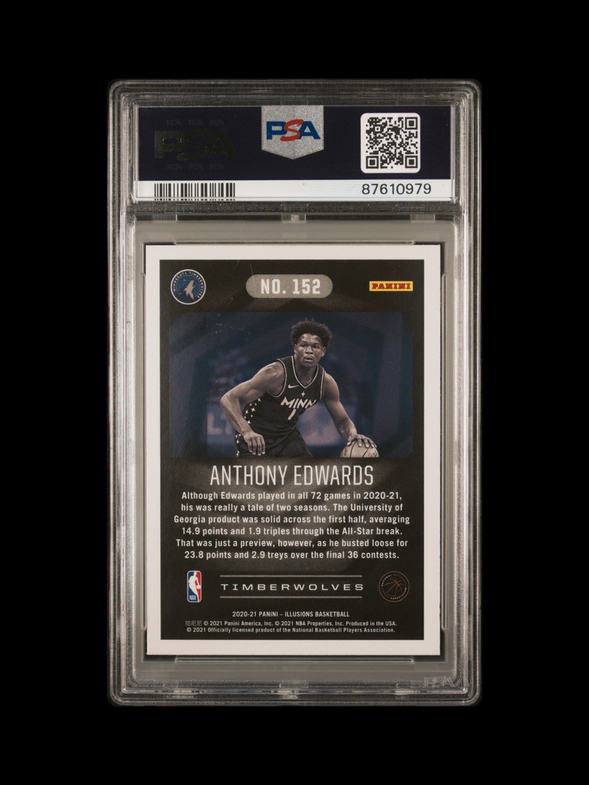 2020 Illusions #152 Trophy Collection Starlight Anthony Edwards RC PSA 10 view 2