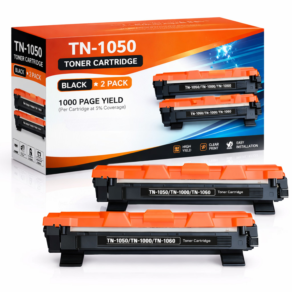 2 Black TN1050 Toner fits for Brother HL-1110 HL-1112 DCP 1612W 1610W 1510 1512