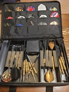 Dart Lot: Casemaster GLD Case Steel Tip Darts  Flights, Many Pieces 