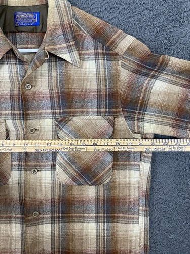 Vintage Mens Pendleton Wool Board Shirt Flannel Plaid Loop Collar Flap Pockets M - Picture 9 of 9