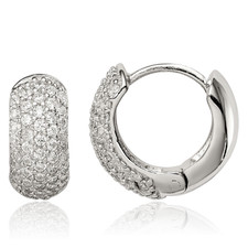 925 Sterling Silver CZ Huggie Small Hoop Earrings