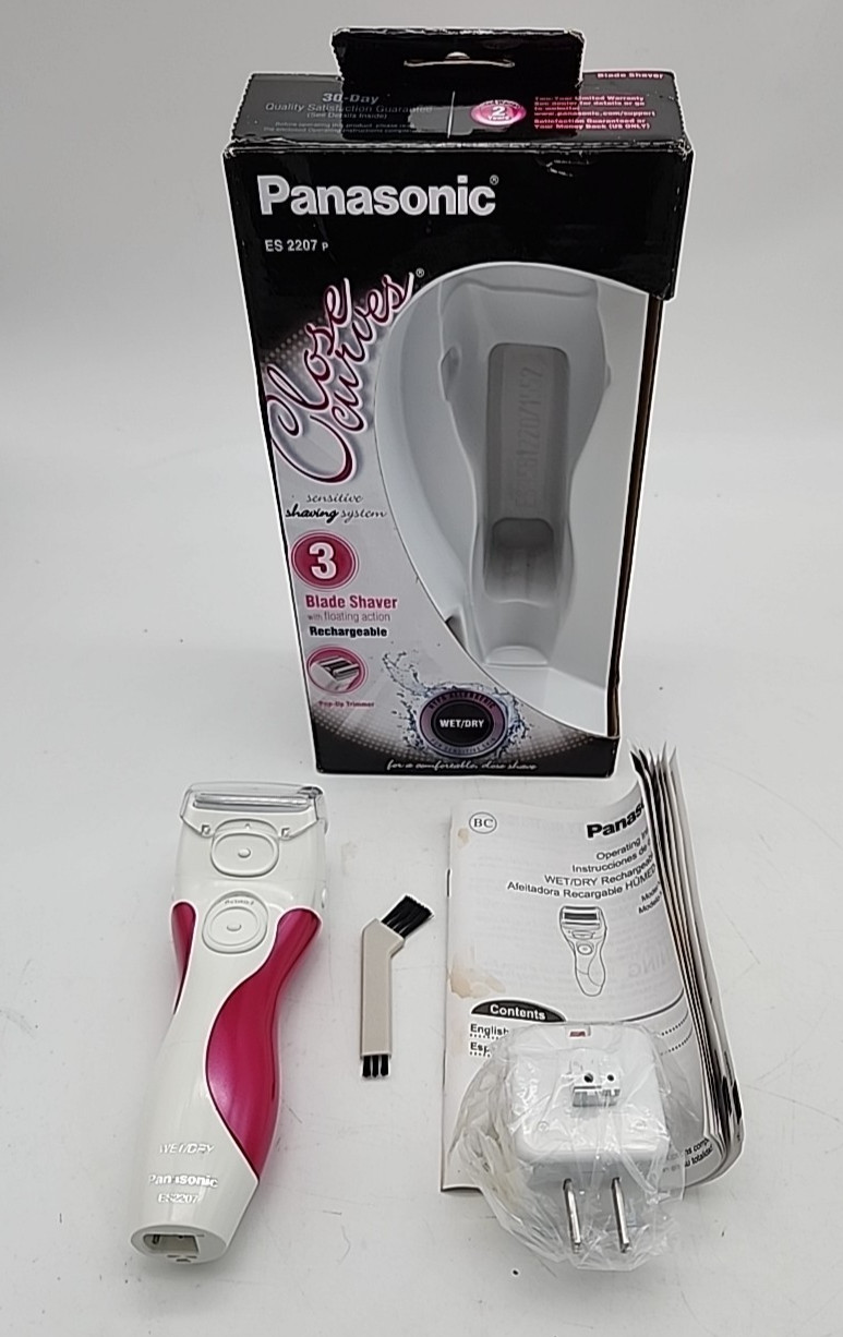 Panasonic Close Curves Ladies Wet Dry 3-Blade Shaver ES2207P w/ Pop-Up Trimmer