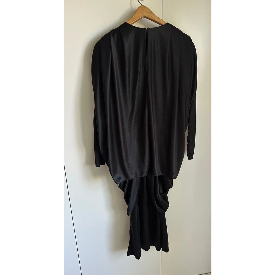 Vestido de cóctel negro vintage años 70/80 dramático talla pequeña/6 declaración de fiesta Foto 4 de 4