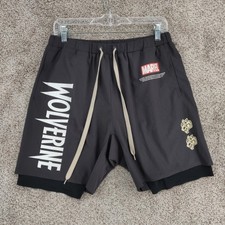 Darc Sport Shorts Mens Large L Black Lined Marvel Hero Elite Series Wolverine