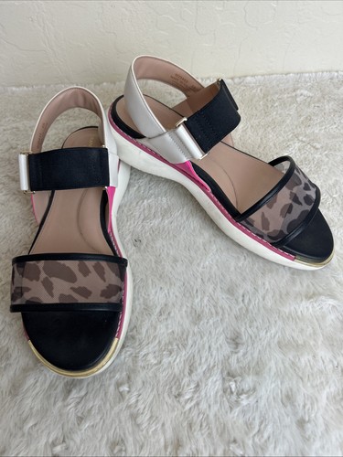 Cole Haan Grand Ambition Sz 6 B Carmel Flat Sandals Slingback Black Pink - Afbeelding 1 van 9