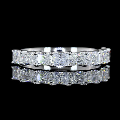 1,00 ctw Radiant Lab Grown Diamond Half Eternity Wedding Band 14K White Gold