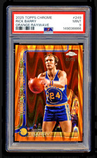 2025-26 TOPPS CHROME RICK BARRY ORANGE RAYWAVE REFRACTOR WARRIORS #01/25 PSA 9!
