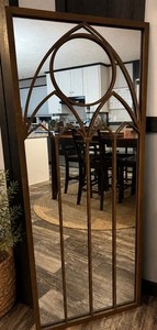 Creative Co-Op Framed Wood Wall Accent Mirror, Brown, 39.7 x 20 in