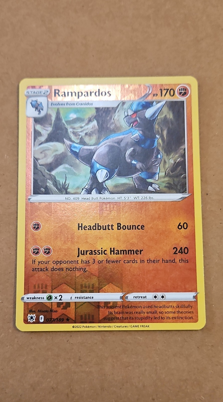 Pokemon Rampardos 077/189 Swsh10: Astral Radiance Holo NM TCG CCG