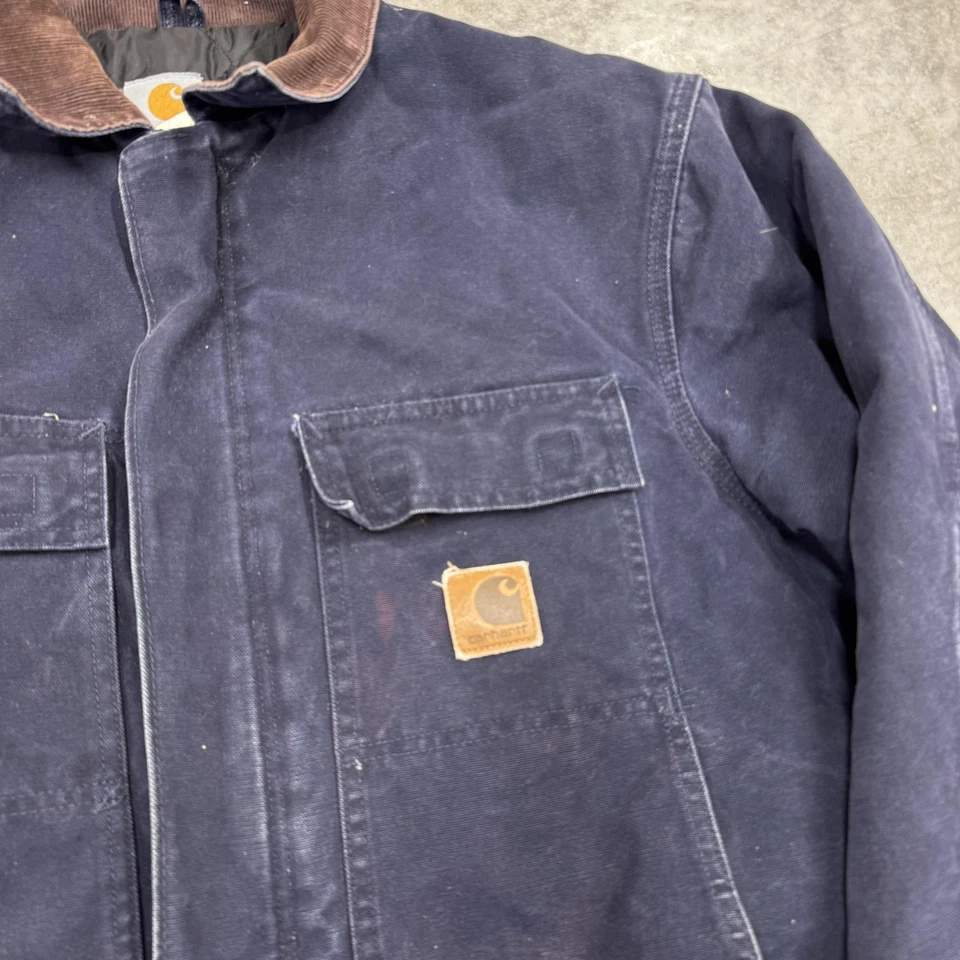 Carhartt Traditional Coat Jacket Mens Large Tall Navy Duck Quilted Work C26 MDT - Image 2 of 4