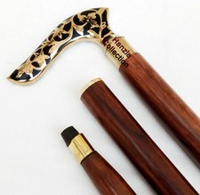 Antique Brass Victorian Handle Wooden Vintage Style Designer Walking Stick Cane