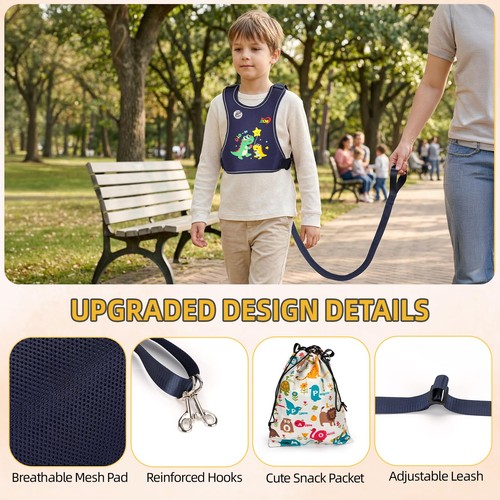 Imbracatura da passeggio di sicurezza per bambini grandi media per altezza 3'9" - 5'3", blu navy - Foto 3 di 7