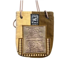 Crossbody Bag Hand Printed Art by Atelier Dolan Salvonice in Brown Cream Cloth