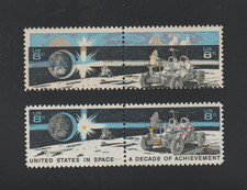 US EFO ERROR Stamps #1435b Space, Moon, Rover: Color Shift & Normal pairs! MNH