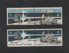 US EFO ERROR Stamps #1435b Space, Moon, Rover: Color Shift & Normal pairs! MNH