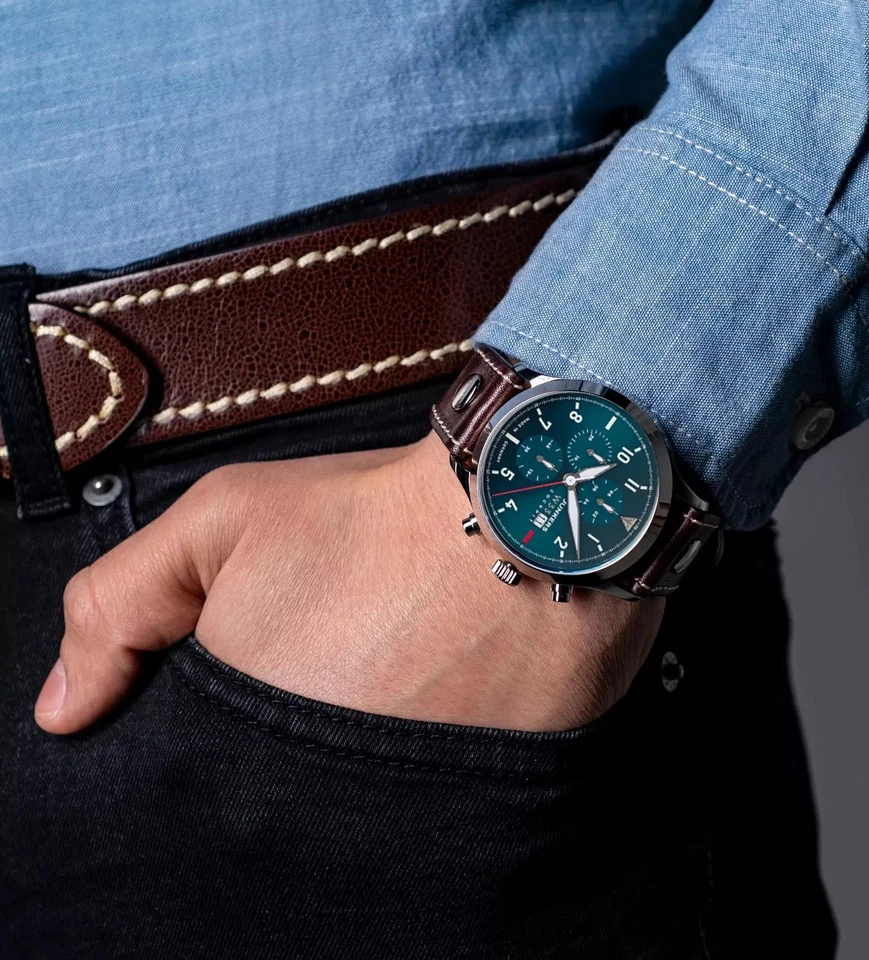 Reloj Pulsera Junkers Cabina W33 9.14.03.12 Cronógrafo Cristal Zafiro Fecha Foto 3 de 4